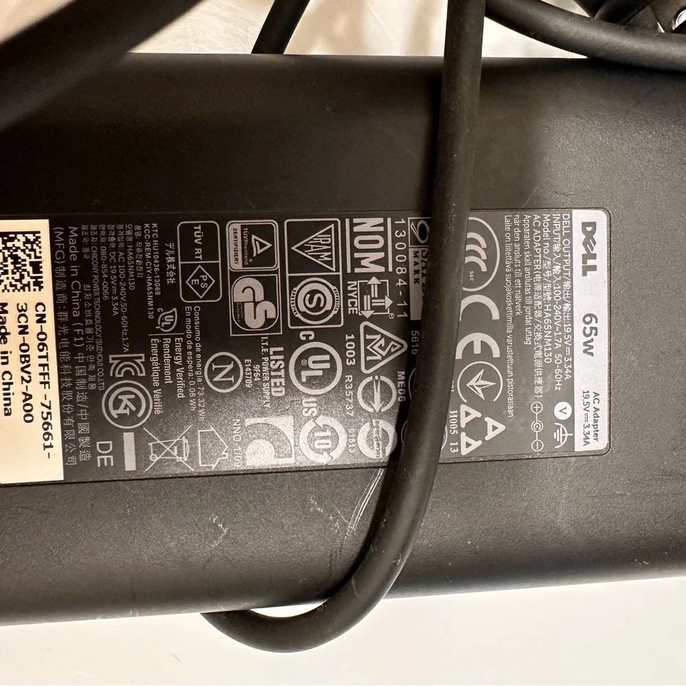 Dell laptop charger 65w ac adapter